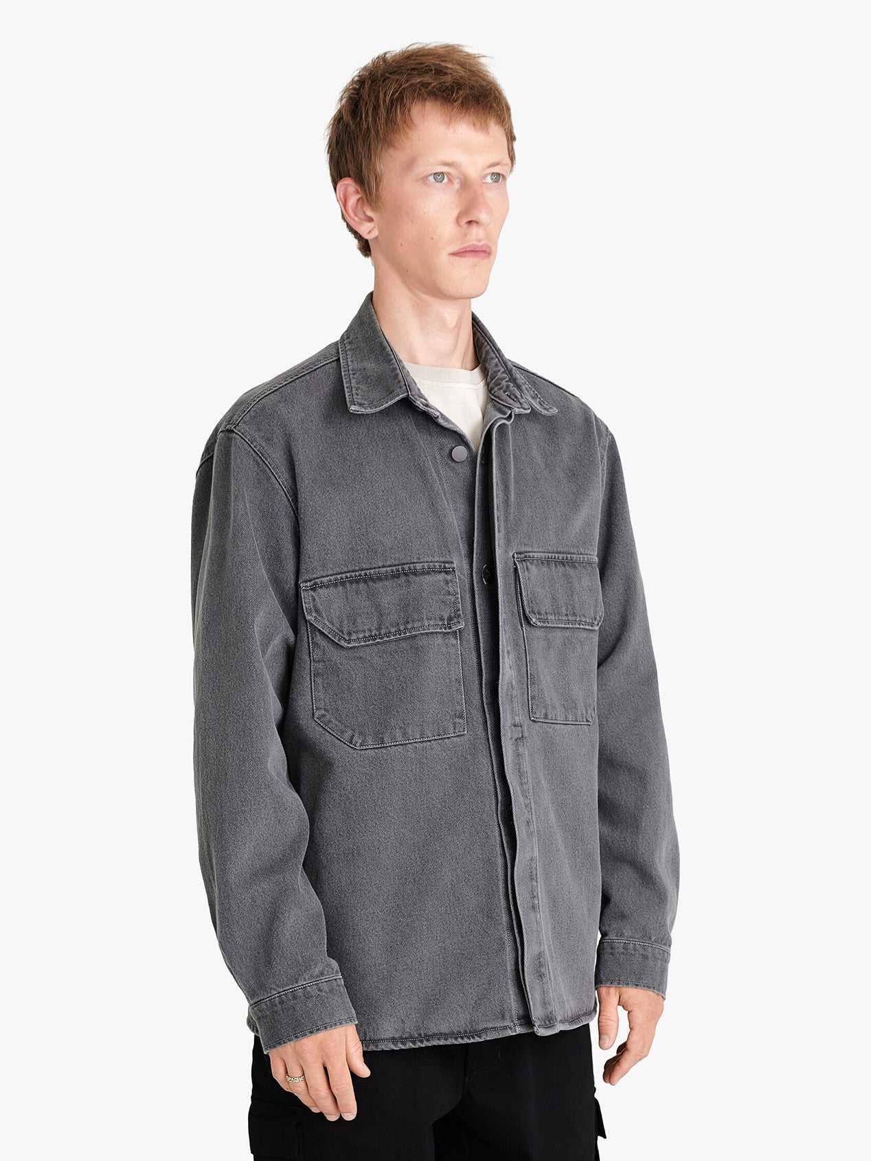 BEVEL DENIM OVERSHIRT TA24 GRAY