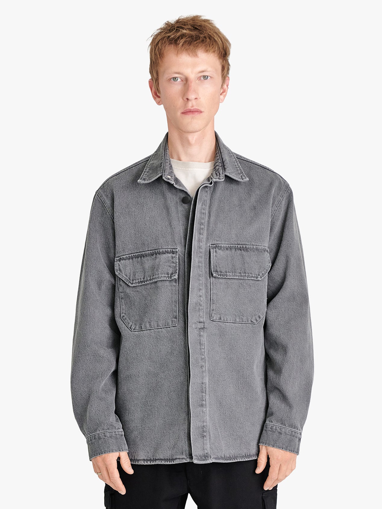 BEVEL DENIM OVERSHIRT TA24 GRAY