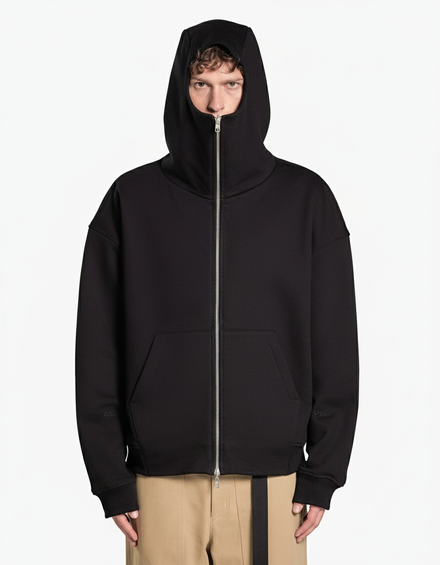 Full zip oversized hoodie black